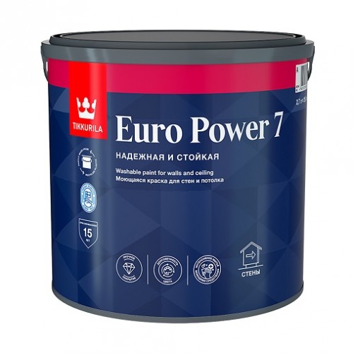 Краска моющаяся для стен и потолков Euro Power-7 (Евро-7)