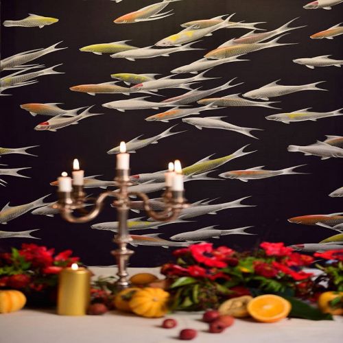 Английские обои De Gournay, коллекция Japanese & Korean, артикул Fishes/K-08