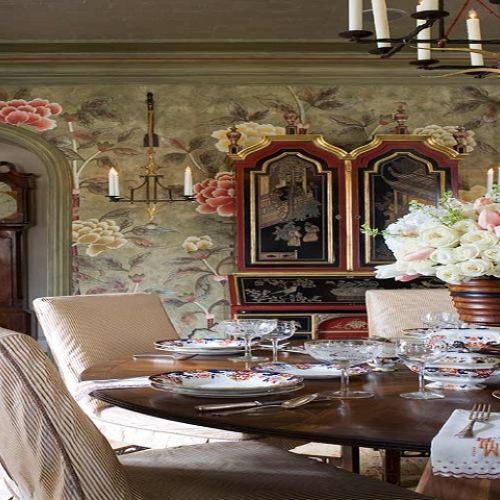 Английские обои De Gournay, коллекция Japanese & Korean, артикул Korean Peony/K-01