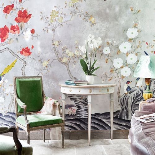 Английские обои De Gournay, коллекция Japanese & Korean, артикул Japanese Garden/K-05