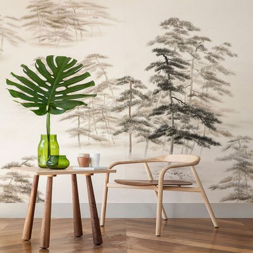 Английские обои De Gournay, коллекция Japanese & Korean, артикул Abstract Pines/K-18
