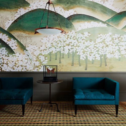  Английские обои De Gournay, коллекция Japanese & Korean, артикул Kiso Mountains/K-20
