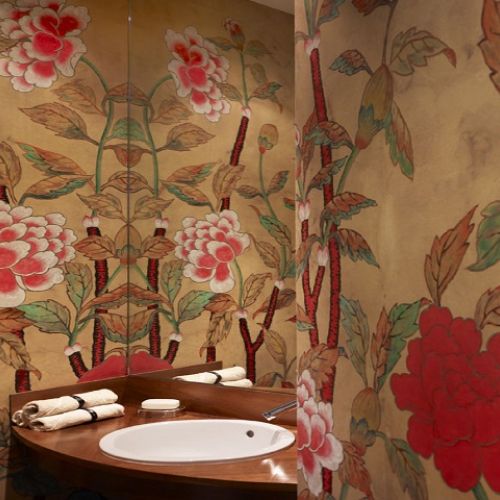 Английские обои De Gournay, коллекция Japanese & Korean, артикул Korean Peony/K-01