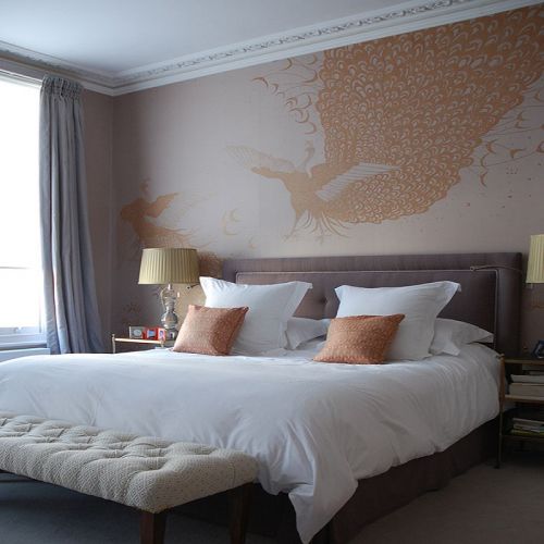 Английские обои De Gournay, коллекция Japanese & Korean, артикул Whistler Peacocks/K-15