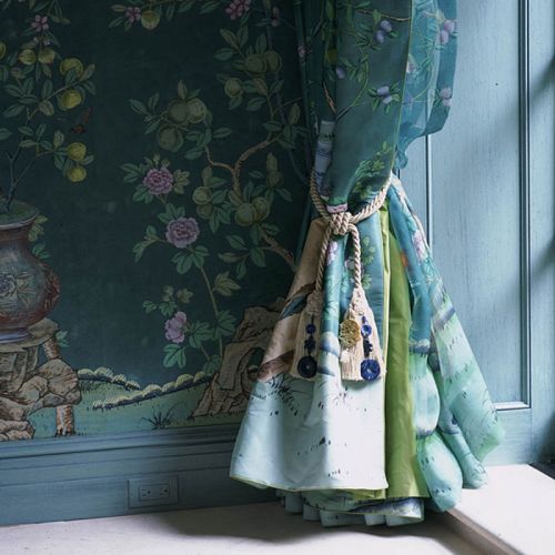 Английские обои De Gournay, коллекция Chinoiserie, артикул Jardinieres &Citrus Trees/C-075